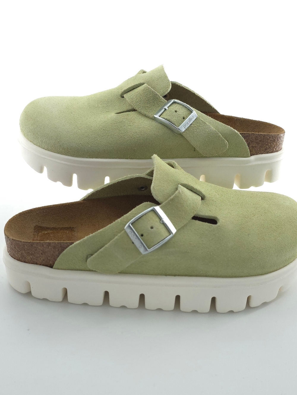 Papillio by Birkenstock Light Green Suede Clog Mule Comfort Shoes Women Size 6 - Picture 2 of 7